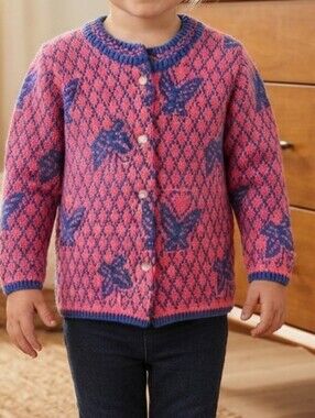 Nikita Vintage Kids Butterfly Knit Cardigan Sweater 7 Coquette Kidcore
